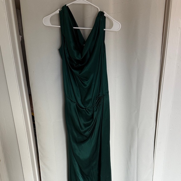 Reformation 100% Silk Poema Silk Long Maxi Dress in Emerald Green - Picture 5 of 7